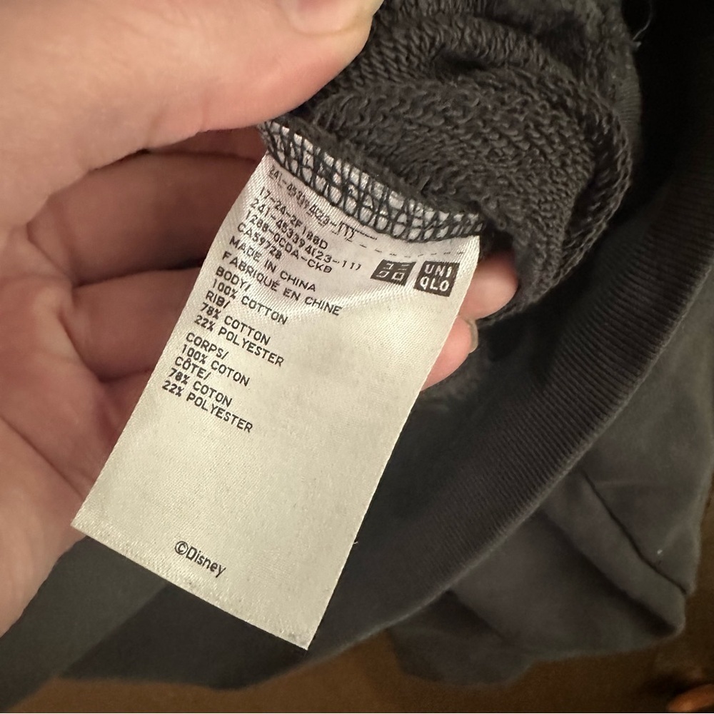 Uniqlo Disney Oversized Dark Grey Crewneck Sweater Lady & the Tramp Graphic Sz S - Picture 11 of 11